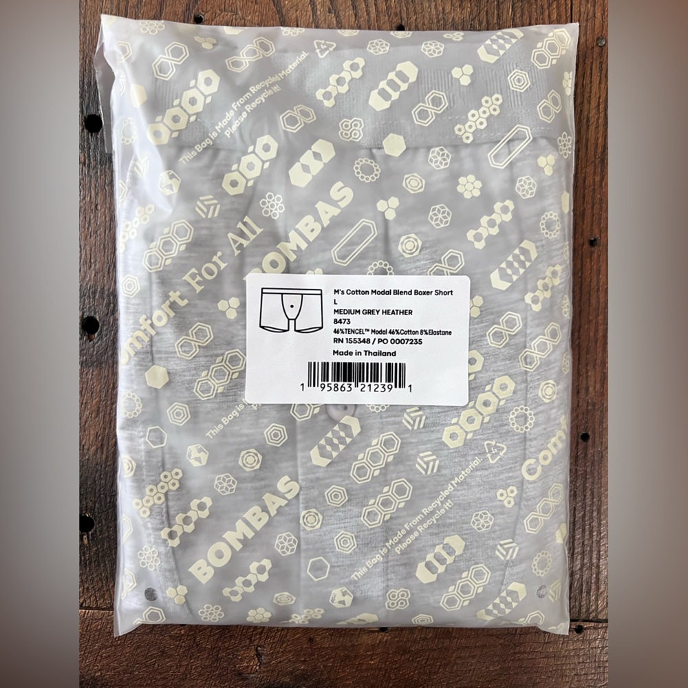 NWT - Bombas Men's Cotton Modal Blend Boxer - Grey - L